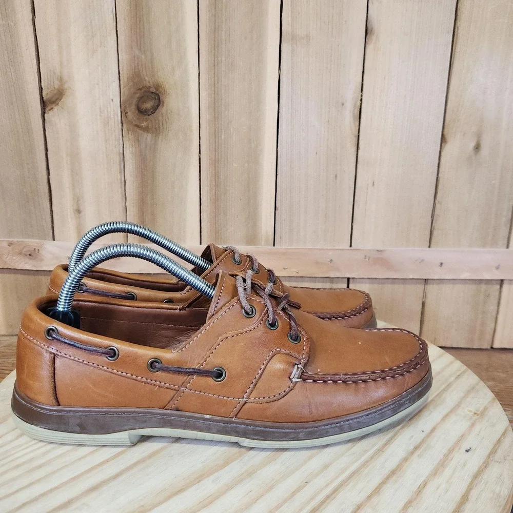 Allen Edmonds Eastport 3 Eye Shoes Mens 9 Brown Leather Boat Deck Moc Toe Casual